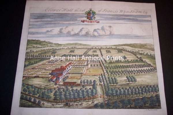Early 18th century nobleman's hunting estate in Great Britain showing vast landscaped gardens and Mansion or country home.