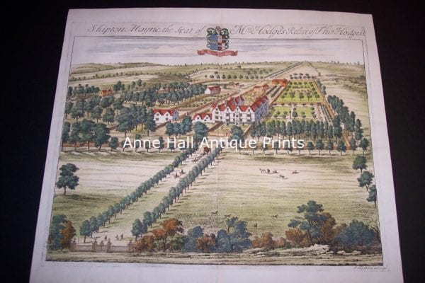 Moyne the Seat of Hodges illustrates the wealth displayed of noblemen. This is a snapshot, in the form of an engraving of a nobleman's estate in Britain in 1708. 300 year old engraving.
