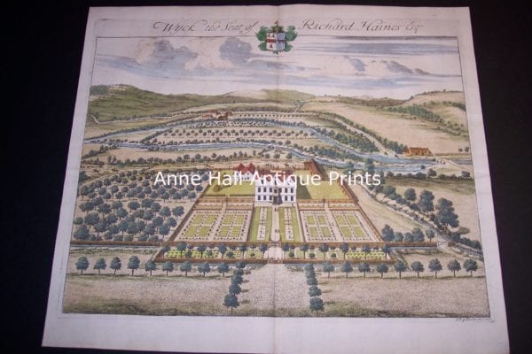 Wealth displayed from this snapshot engraving of a nobleman's estate in Britain in 1708. 300 year old engraving.