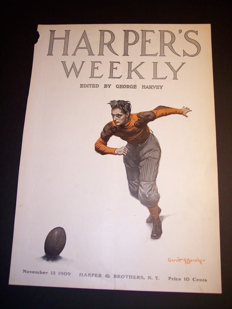 Old football front cover of Harpers Weekly @ 11x16" $75.