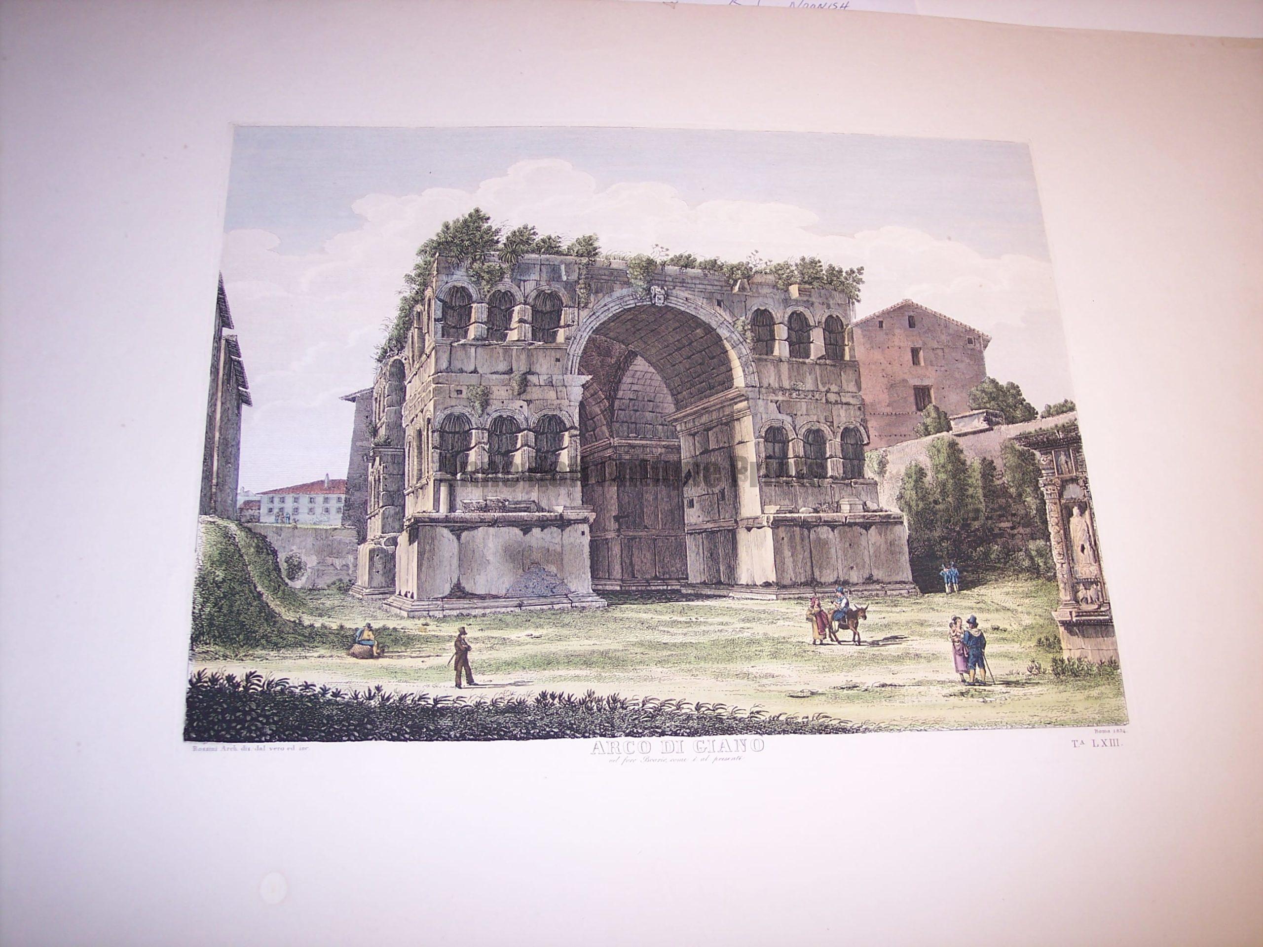 Rossini Etching of Rome Hand Colored 8075