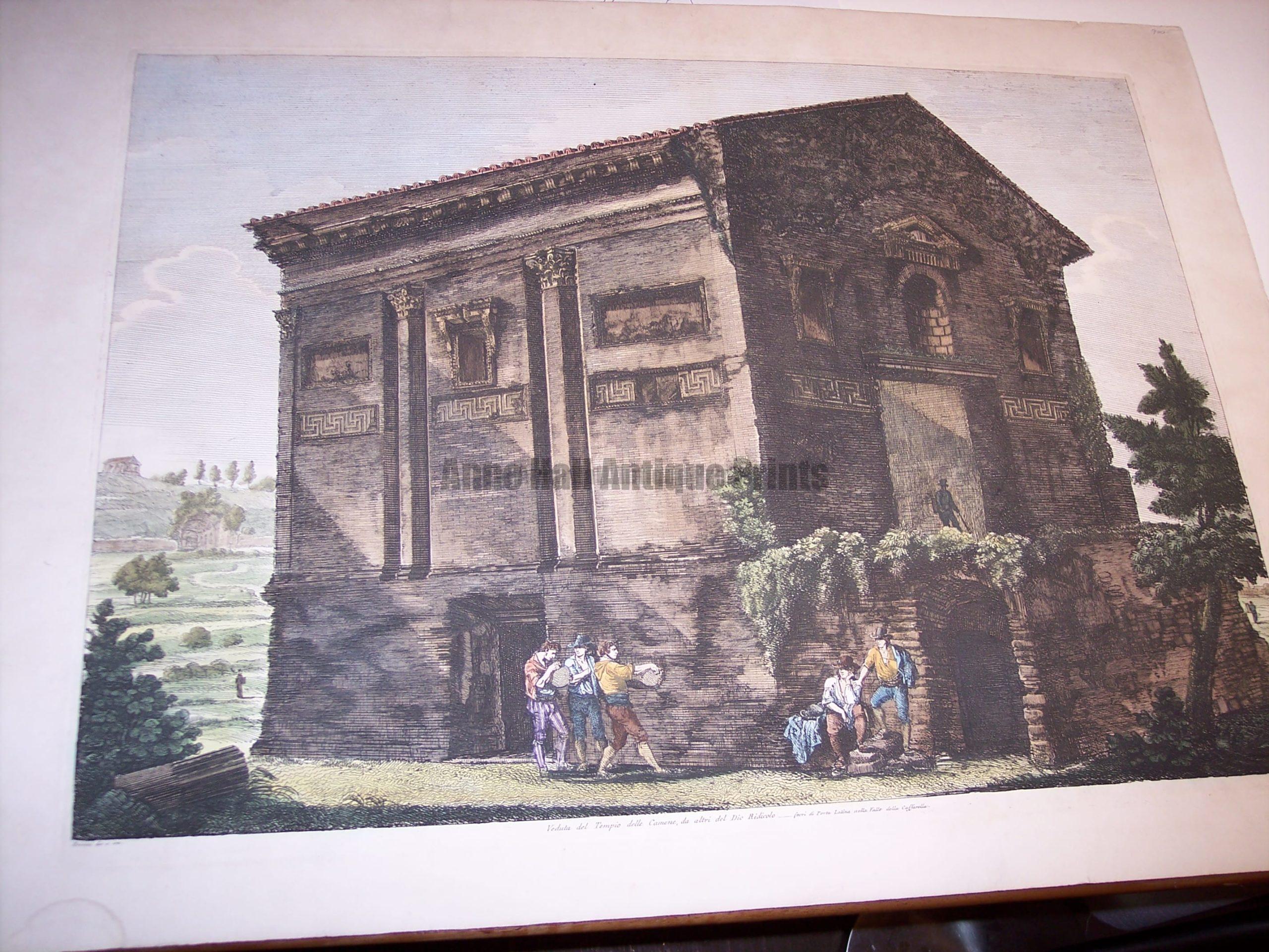 Rossini Etching of Rome Hand Colored 8076