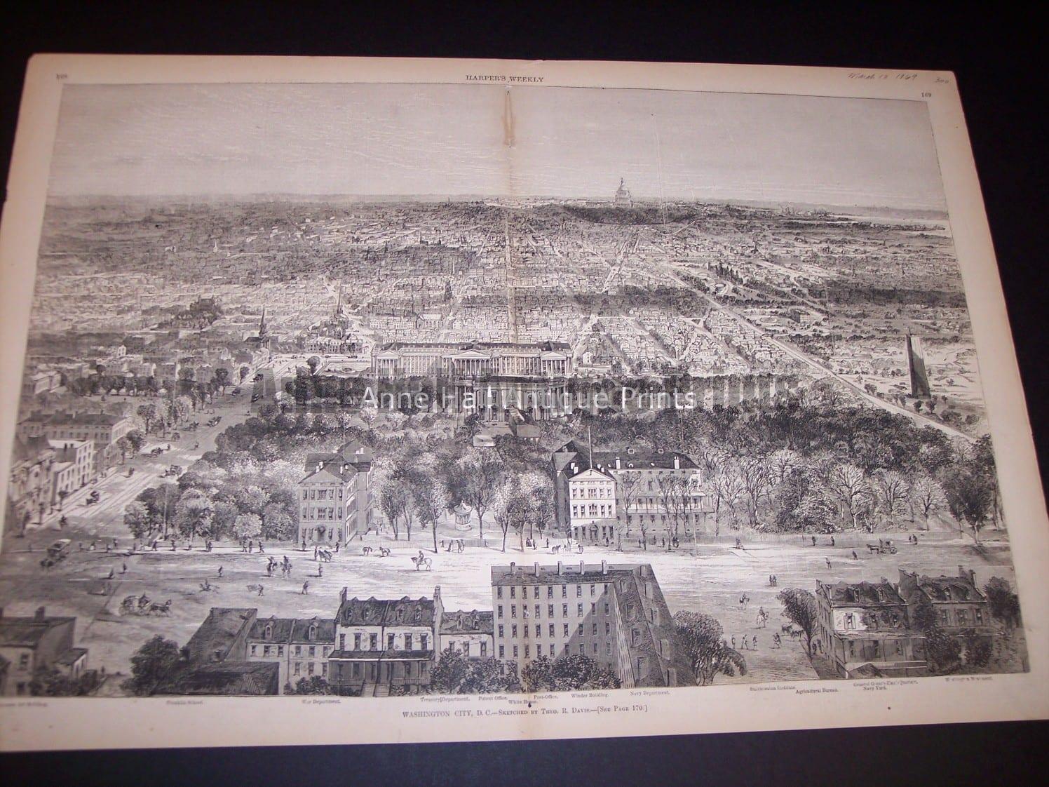 9679 Birdseye View of Washington City, DC from 1869 $300.