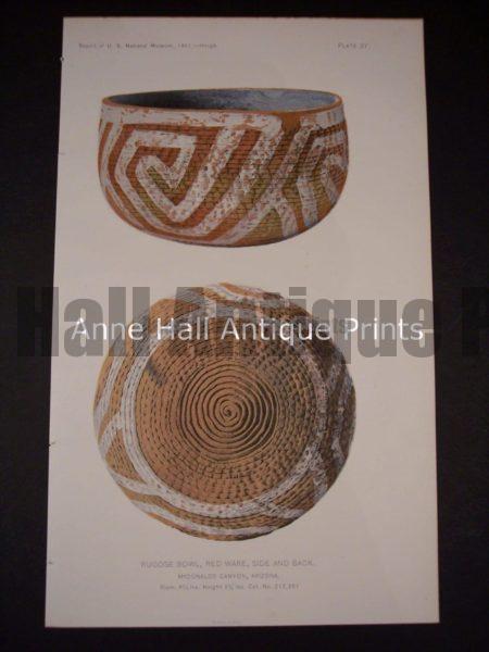 American Indian Pottery, antique lithograph from 1901.