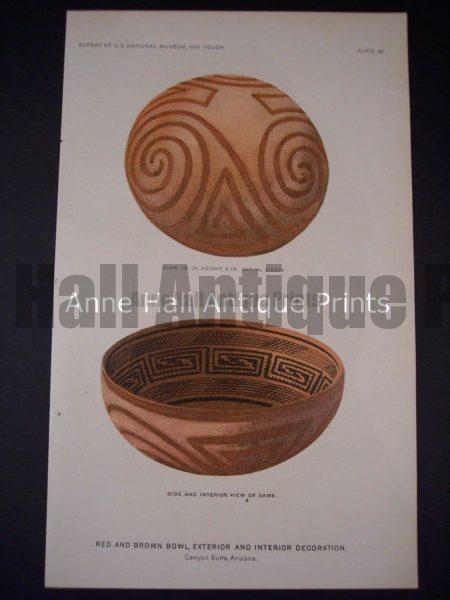 American Indian Pottery Chromolithograph from 1901. Arizona Indians