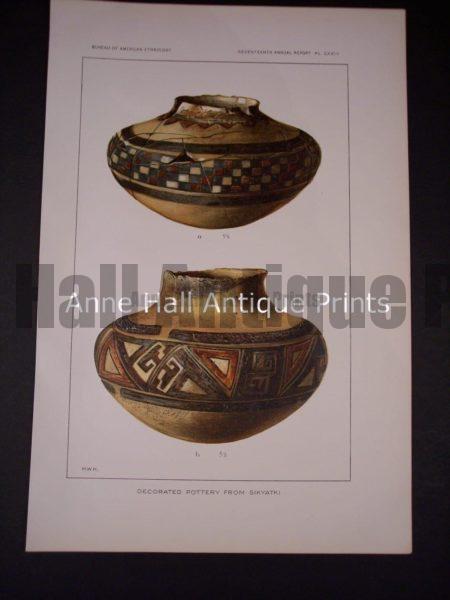 9897 is an old, American Indian, pottery, antique lithograph by the Bureau of American Ethnology which published c.1900.