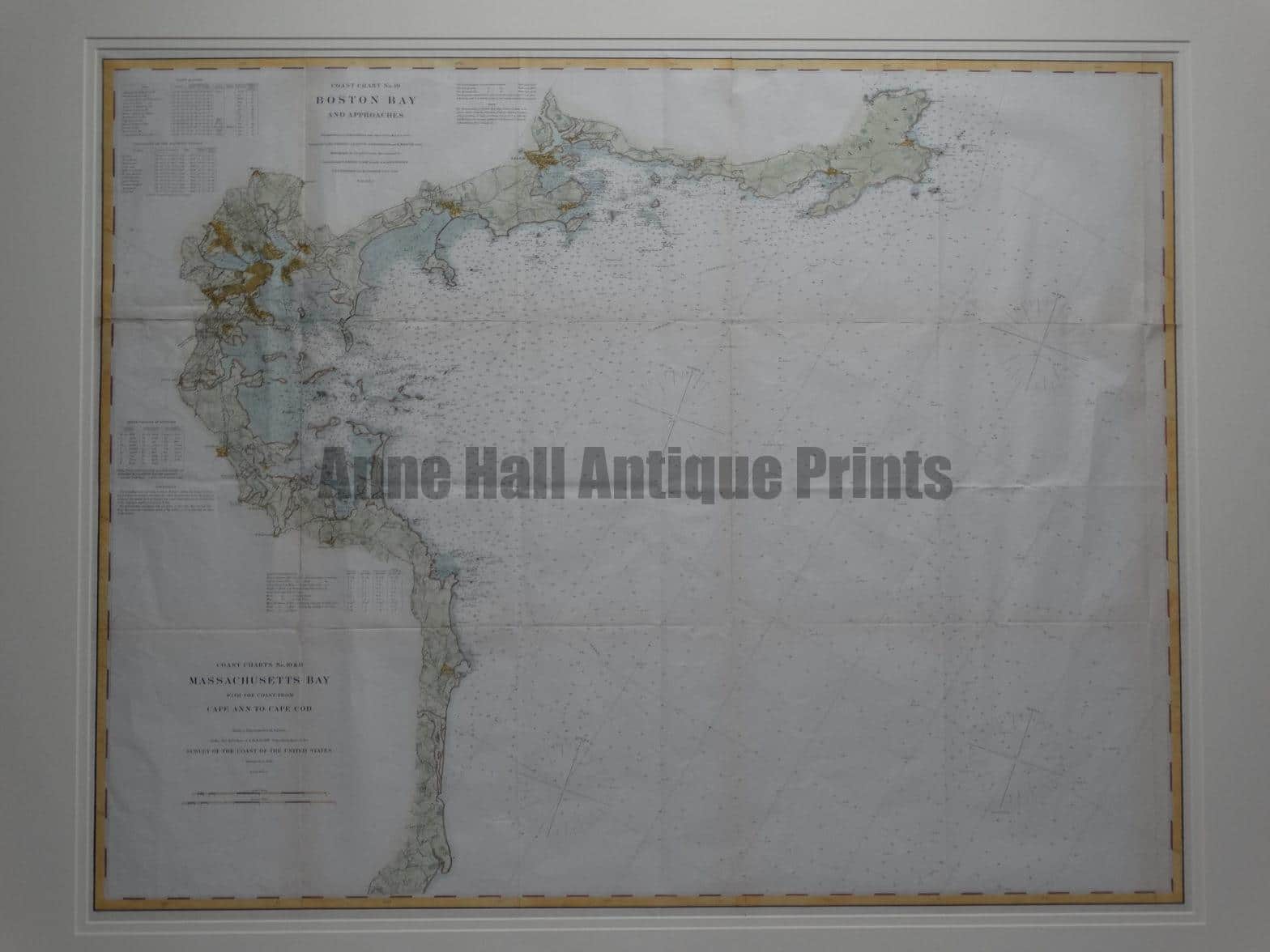 Historic Boston Harbor Chart Framed Decorative Antique Map of the Bay