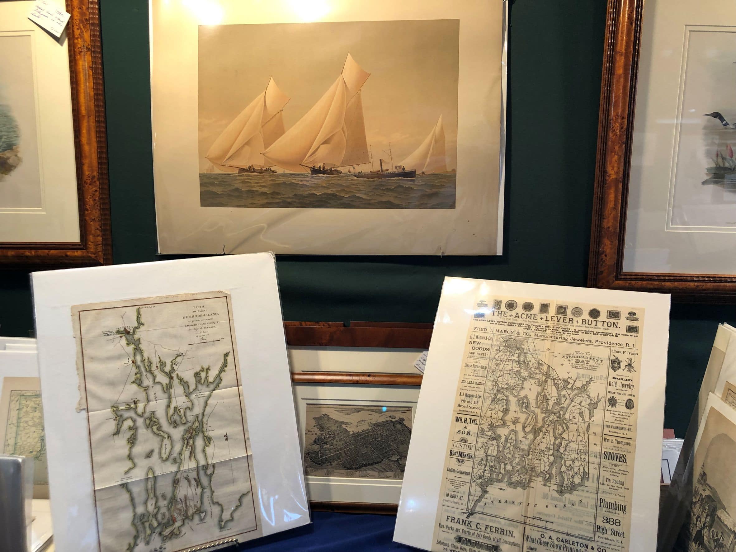 Visit our Antique Prints Gallery on Bowens Wharf in historic newport RI, we feature a small collection of rare views & old maps of Newport engravings & lithographs over 100 years old!