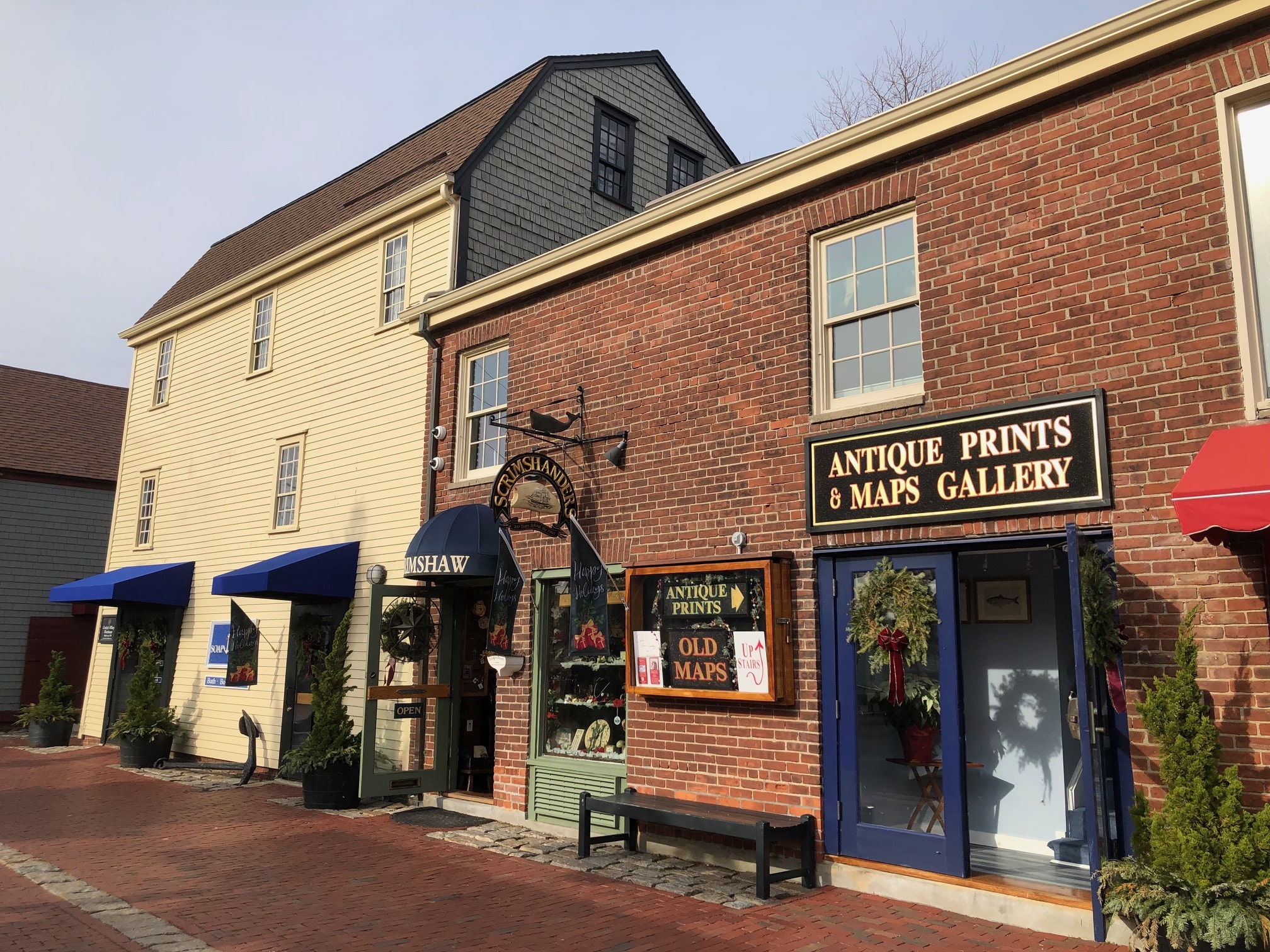 Visit our specialized, Newport antiques gallery. It is located upstairs, on historic Bowen's Wharf. Look for  signs: Antique Prints and Maps Gallery. Explore geography though old maps. Learn about antique prints over 100 years old. 