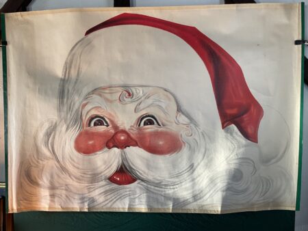 Merry Christmas from Anne Hall's Antique Prints and Old Maps Gallery! A cheerful Santa's face, with rosy cheeks and bright eyes. This depiction is a rare 1930's Santa poster. Visit our shop during the holidays, and you may see our Santa. Right here on Historic Bowen's Wharf, Newport RI.