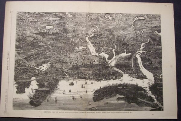Bird's Eye View of Boston and it's Environs, June 22, 1872. $85.