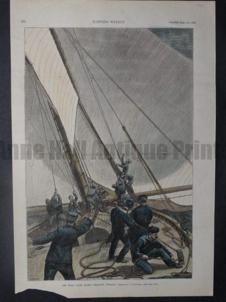 The Trial Yacht Races - "Changing the Topsails." September 4, 1886. 