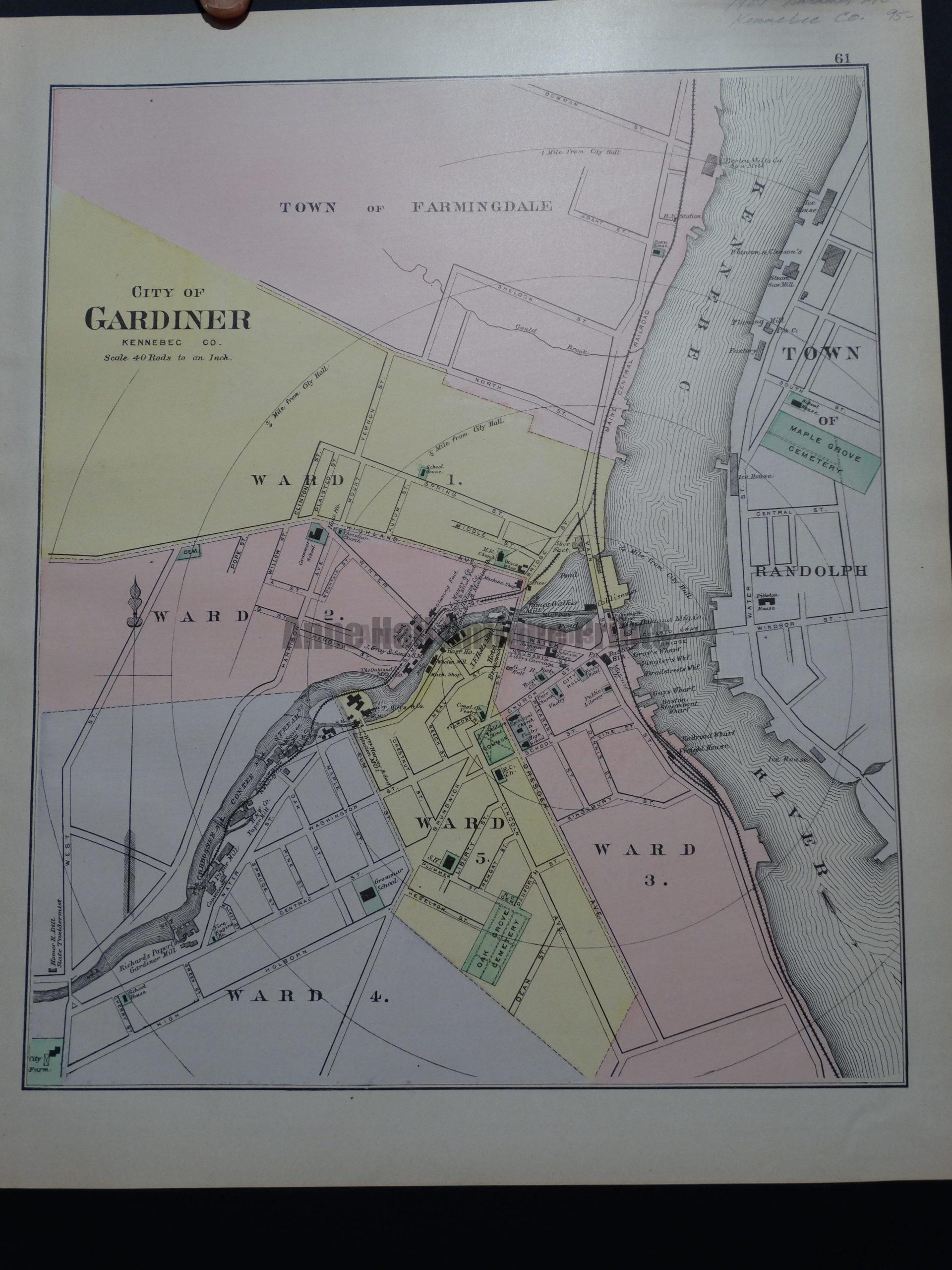 Antique Maps of Maine Maps Maine Anne Hall Antique Prints