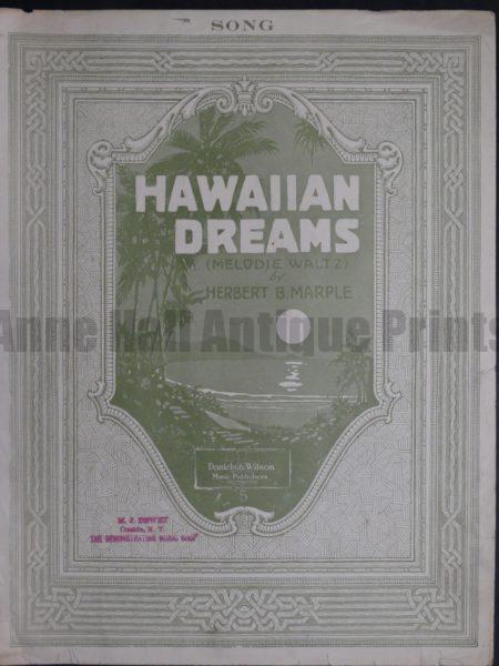 Hawaiian Dream is a beautiful piece of sheet music, from1916.