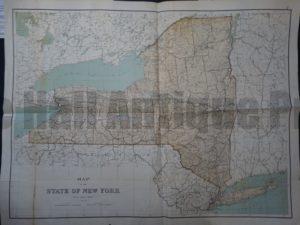 Attractive large map of New York state by Julius Bien lithographer.
