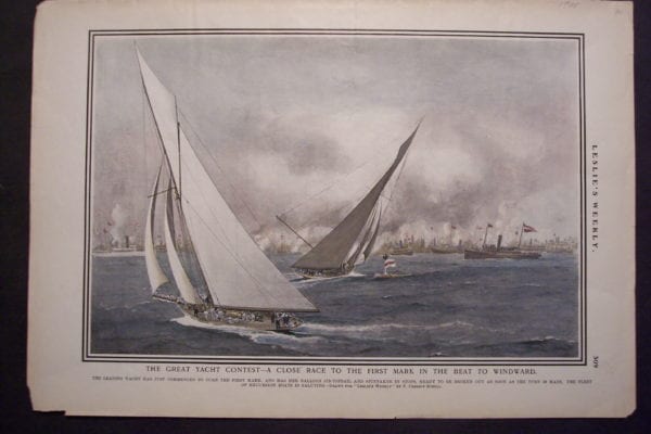 The great Yacht Contest - A Close Race to the First Mark in Windward, 1901. 