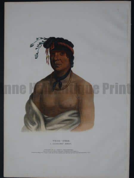 Wesh-Cubb was a Chippeway Chief. The art, is an original hand-colored lithograph, from a folio of McKenney and Halls, "Indian Tribes of North America."